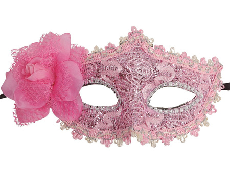 MASKA WENECKA RÓŻOWA KORONKA