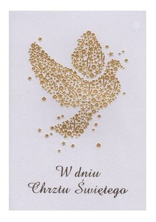 KARTKA  NA CHRZEST Z GOŁĘBIEM ZŁOTA