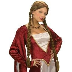 PERUKA ŚREDNIOWIECZNEJ KRÓLOWEJ BRĄZOWE WARKOCZE