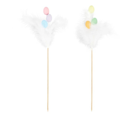 DEKORACJA JAJKA Z PIÓRKAMI NA PATYKU MIX 1 SZT. WIELKANOC