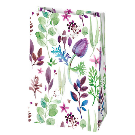 TOREBKA PREZENTOWA KWIATY FIOLET 16X24X7 CM