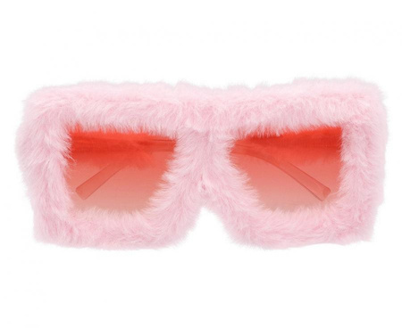 Okulary party puszyste różowe z futerkiem unisex party 
