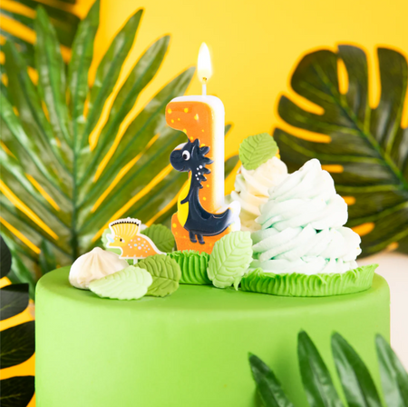 ŚWIECZKA NA TORT DINOZAUR CYFRA 1