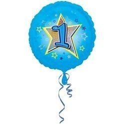 BALON FOLIOWY 1 URODZINY NIEBIESKI 43 CM