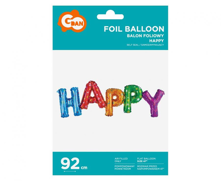 BALON FOLIOWY HAPPY KOLOROWY 95X35CM 