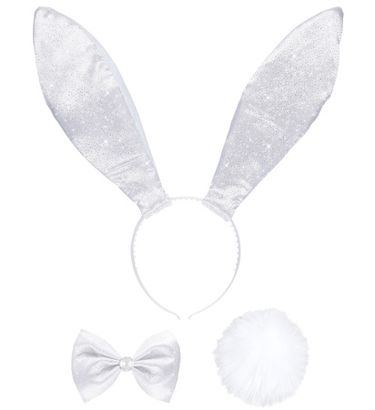 ZESTAW KRÓLIK CEKINOWY BIAŁY