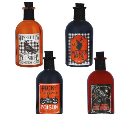 ASSORTED GLASS POISON BOTTLES, 13 CMS.