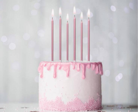 ŚWIECZKI URODZINOWE METALICZNE RÓŻOWE ZŁOTO 6 SZT.