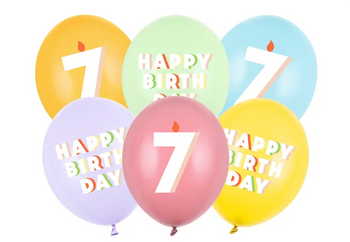 BALONY LATEKSOWE HAPPY BIRTHDAY 30 CM 6 SZT CYFRA 7