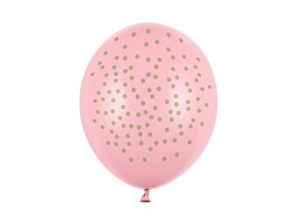 BALONY JASNORÓŻOWE ZŁOTE KROPKI 6 SZT 30CM