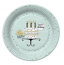 TALERZYKI PAPIEROWE HAPPY BIRTHDAY 18 CM