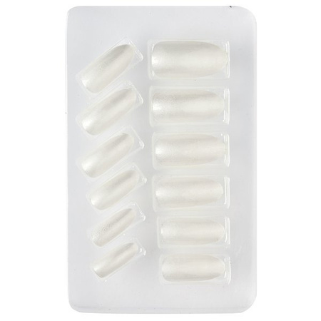 ZESTAW PAZNOKCI BŁYSZCZĄCY BIAŁY 12 SZT