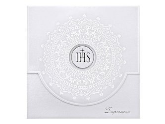 ZAPROSZENIA KOMUNIJNE Z ORNAMENTEM BIAŁE