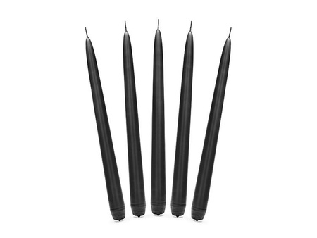 ŚWIECA STOŻKOWA MATOWA CZARNA 10szt 24cm