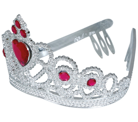 SREBRNA TIARA KSIĘŻNICZKI RÓŻOWE SERCE DZIECIĘCA