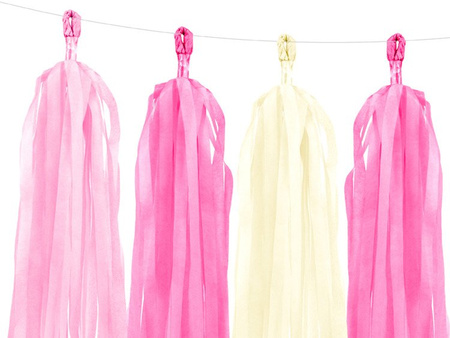 GIRLANDA FRĘDZLE RÓŻOWO KREMOWE