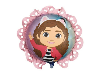 BALON FOLIOWY KOCI DOMEK GABI Z FALBANKĄ 52 X 52 CM