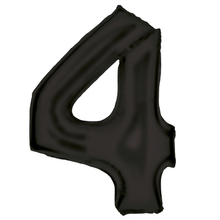 BALON FOLIOWY CYFRA 4 CZARNY MAT 86 CM