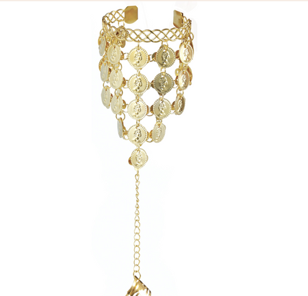 BRANSOLETKA ZŁOTE MEDALIKI Z PIERŚCIONKIEM