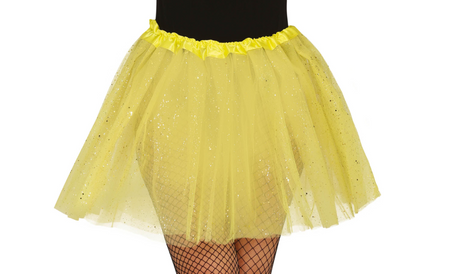 SPÓDNICZKA ŻÓŁTA Z DROBINKAMI TIULOWA 40 CM