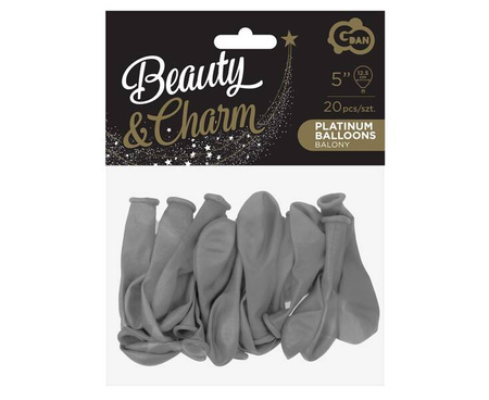 Balony Beauty&Charm, pastelowe szare 5 cali 13 cm/ 20 szt.