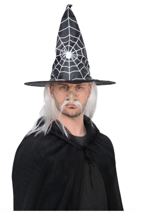 KAPELUSZ CZAROWNICY CZARNY Z WŁOSAM