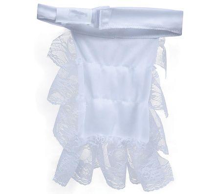 BIAŁY KORONKOWY ŻABOT Z KAMIENIEM