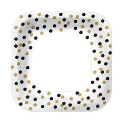 TALERZYKI PAPIEROWE CONFETTI ZŁOTE 23CM 10 SZT.