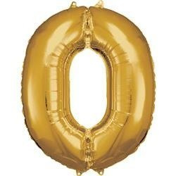 BALON FOLIOWY CYFRA 0 ZŁOTY 88 CM