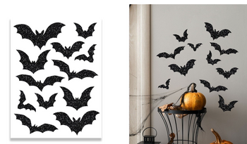 NAKLEJKI NA ŚCIANĘ NIETOPERZE BROKATOWE 12 SZT