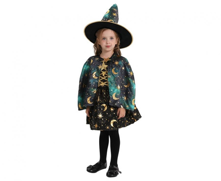#STDZ Zestaw dla dzieci Zielona Czarodziejka ( peleryna, kapelusz), rozm. 92/104 cm