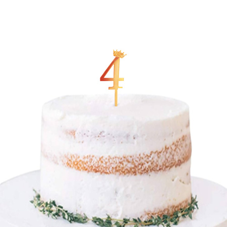 TOPPER NA TORT CYFERKA 4 ZŁOTA 11 CM