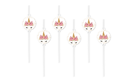 SŁOMKI PROSTE URODZINOWE JEDNOROŻEC 6 SZT 