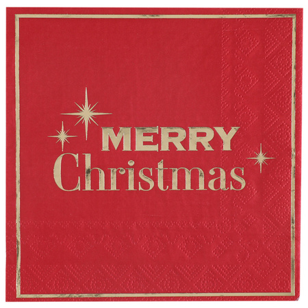SERWETKI PAPIEROWE MERRY CHRISTMAS CZEROWEN 33X33 CM