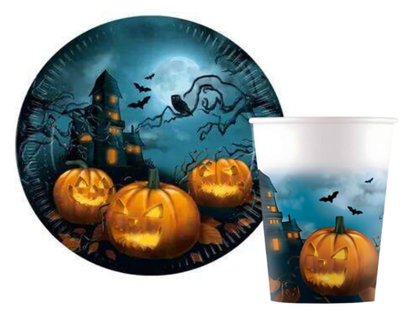 ZESTAW DYNIE HALLOWEEN TALERZYKI+KUBECZKI