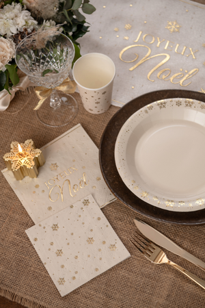 KUBECZKI PAPIEROWE ZŁOTE GWIAZDKI KOŚĆ SŁONIOWA 270 ML 10 SZT