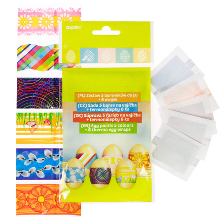 ZESTAW DO PISANEK BARWNIKI 5 KOLORÓW OWIJKI 6 SZT. WIELKANOC