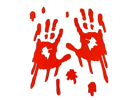 ŻELOWE NAKLEJKI NA OKNO CZERWONE ZAKRWAWIONE DŁONIE