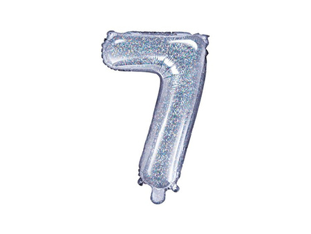 BALON FOLIOWY 35cm, CYFRA 7 HOLOGRAFICZNY