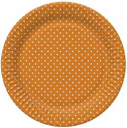 TALERZYKI PAPIEROWE POMARAŃCZOWE W KROPKI 18 CM 8 SZT