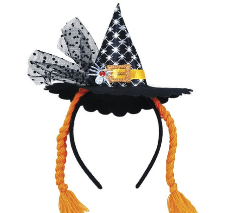 OPASKA MINI KAPELUSZ CZAROWNICY Z WARKOCZYKAMI 