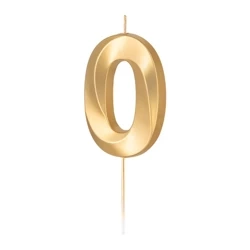 ŚWIECZKA URODZINOWA CYFRA 0 ZŁOTA METALICZNA