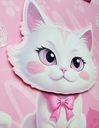 TORBA PREZENTOWA KOTEK RÓŻOWA 3D 26X32X10 CM