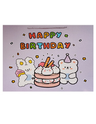 TORBA PREZENTOWA HAPPY BIRTHDAY FIOLETOWA 42 X 33 X 15 CM