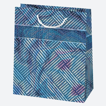 TORBA NA PREZENTY NIEBIESKA MOZAIKA 19X23X10,5 CM