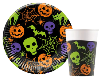 ZESTAW HAPPY HALLOWEEN TALERZYKI + KUBECZKI