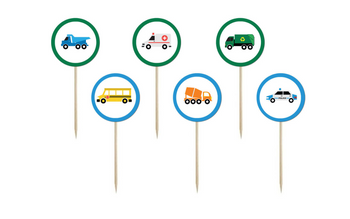 PIKERY NA TORT SAMOCHODZIKI 6 SZT