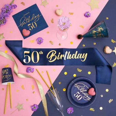 SZARFA 50 URODZINY GRANATOWA