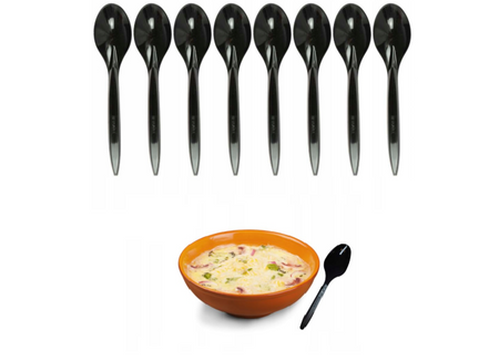 ŁYŻKI WIELORAZOWE CZARNE 18 CM 8 SZT