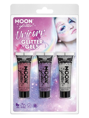 Żel brokatowy, Jednorożec Make up, 3 sztuki 